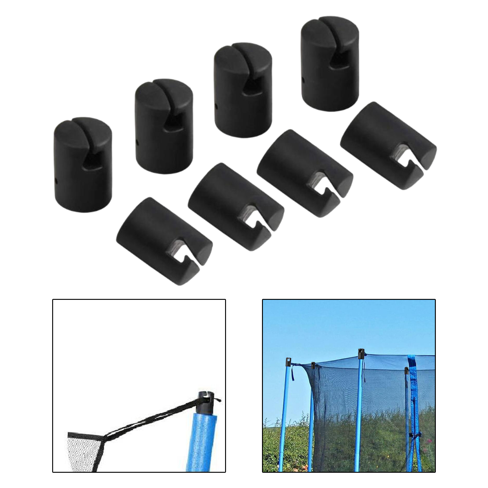 Kids Outdoor Trampoline - トランポリンエンクロージャポールキャップ、フラットスチールシート、子供用保護カバー、庭、8個