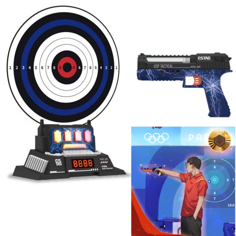 Kids Outdoor Play Equipment - CSTAG AI ターゲット射撃競技レーザーピストルセット インテリジェントスコアリングゲーム 屋内屋外スポーツゲーム キッズボーイズおもちゃギフト