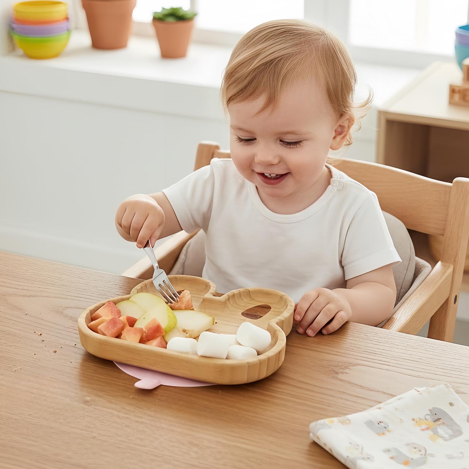 Kids Outdoor Dining Set - 子供食器セット漫画分割プレートとプレースマットキット子供用コンパートメント食器セットキャンプ屋外ダイニング旅行用