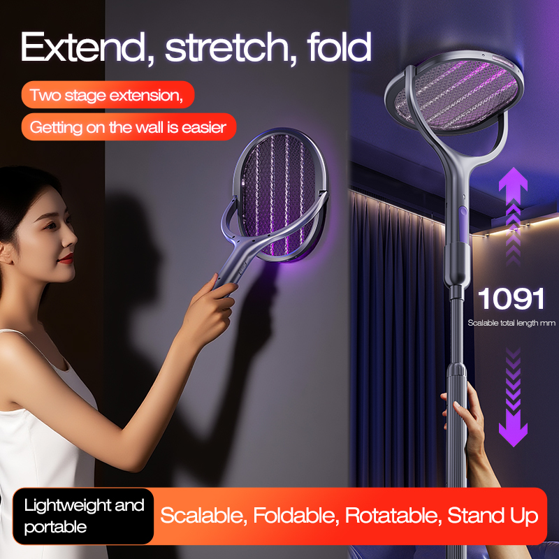 Bug Catching Kit - 6 in 1伸縮式蚊取りラケット、電撃殺虫器、家庭用虫取りランプ、バット、拡張可能なハンドル付き