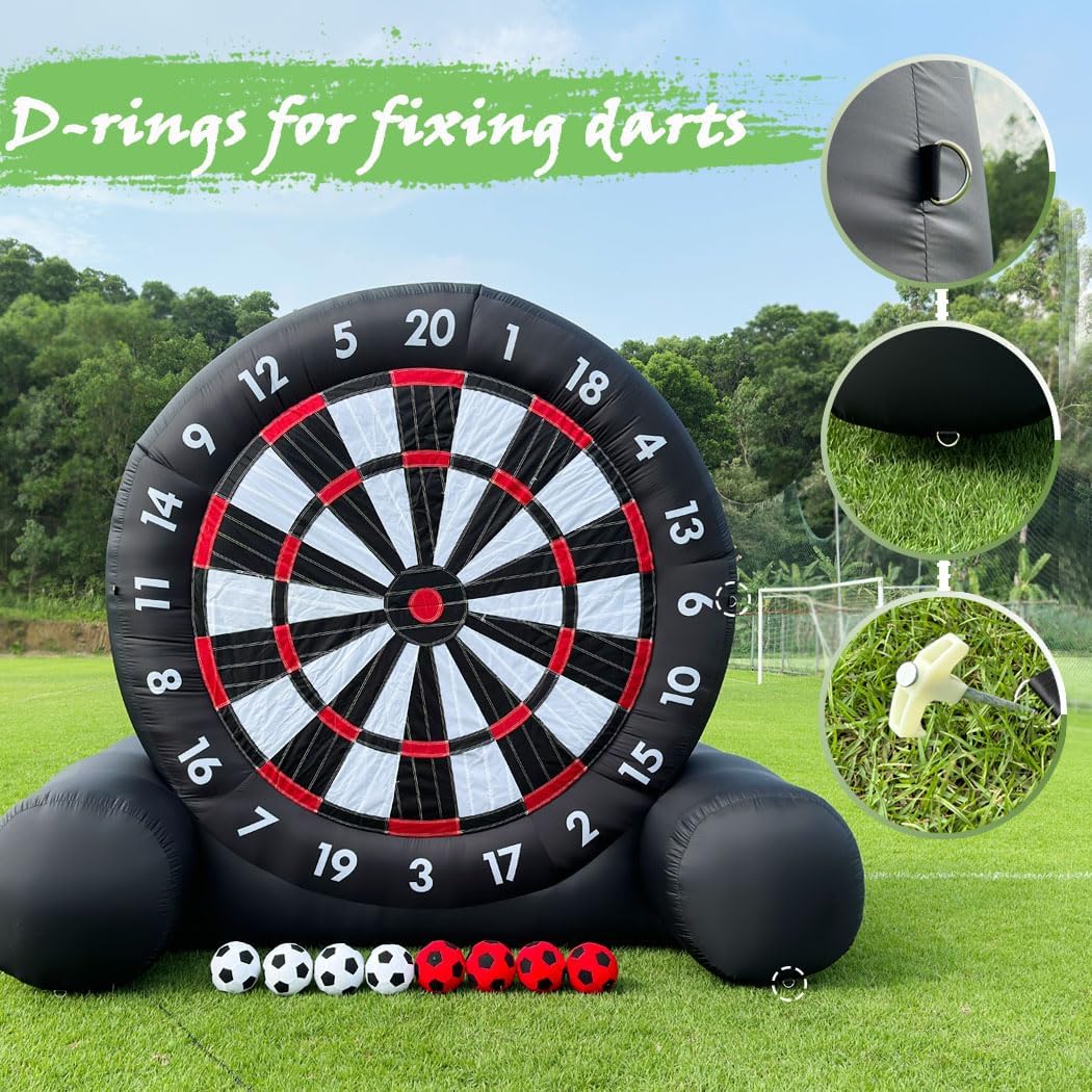 Kids Outdoor Trampoline - 人間用インフレータブルサッカーダーツボード、ボール付き、オックスフォード製インフレータブル粘着式ダーツボード、屋外サッカーゲームターゲット、子供と大人向け