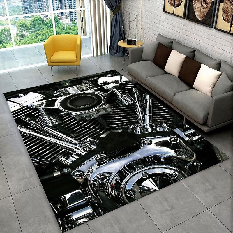 Kids Outdoor Flooring - レトロ H-Harleys レーシングモト ノンスリップエリアラグ リビングルーム、ベッドルーム、プレイルーム用、ソフトカーペットフロアマット ホームデコレーションラグ