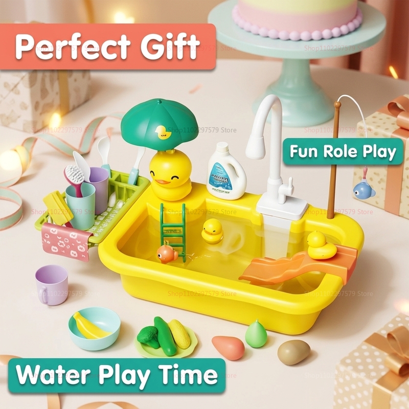 子供用キッチンシンク食器洗い機プレイセットおもちゃ、水が流れ - Kids Outdoor Easter Gifts のレビューと価格