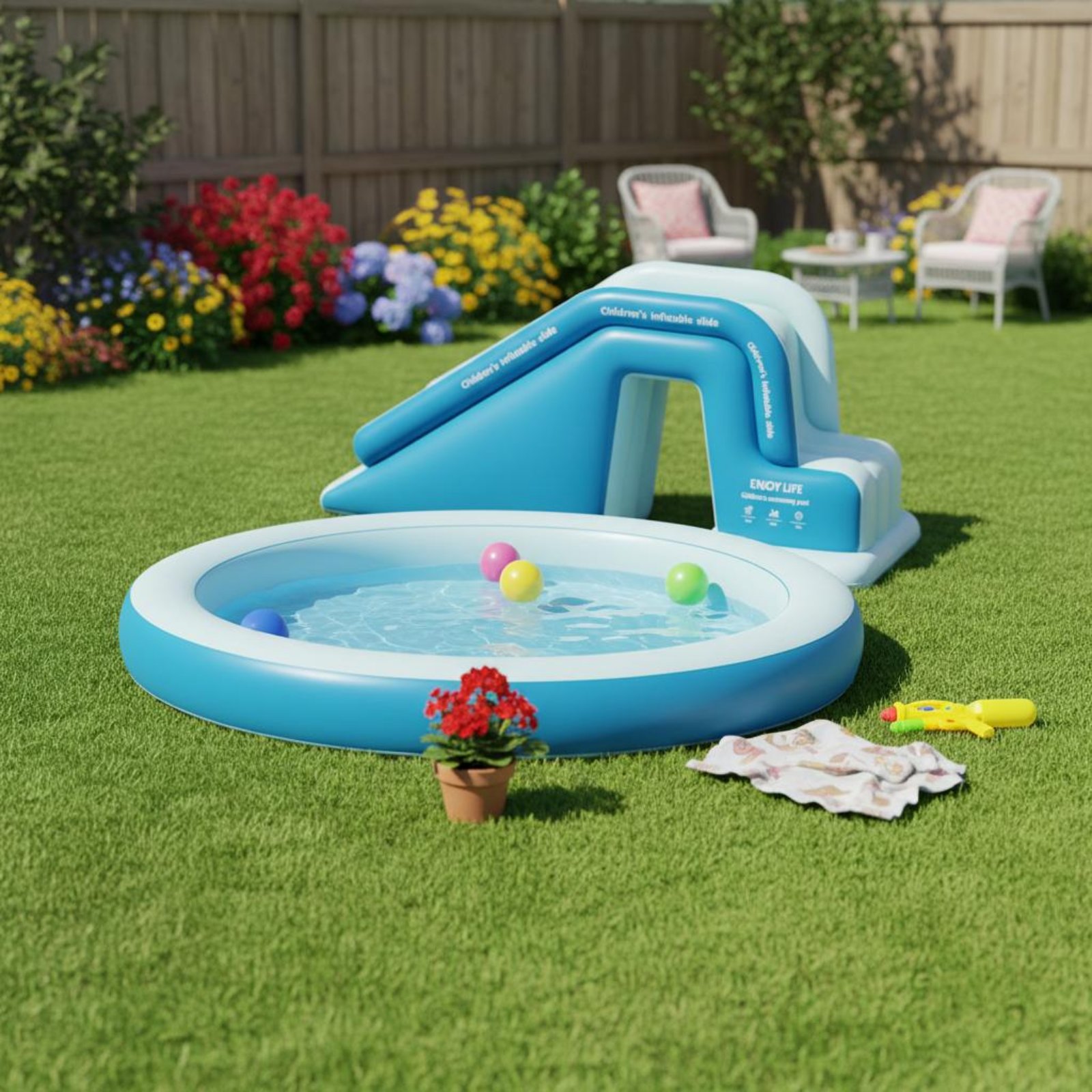 インフレータブルプールスライド 折りたたみ式インフレータブル - Kids Outdoor Water Toys のレビューと価格