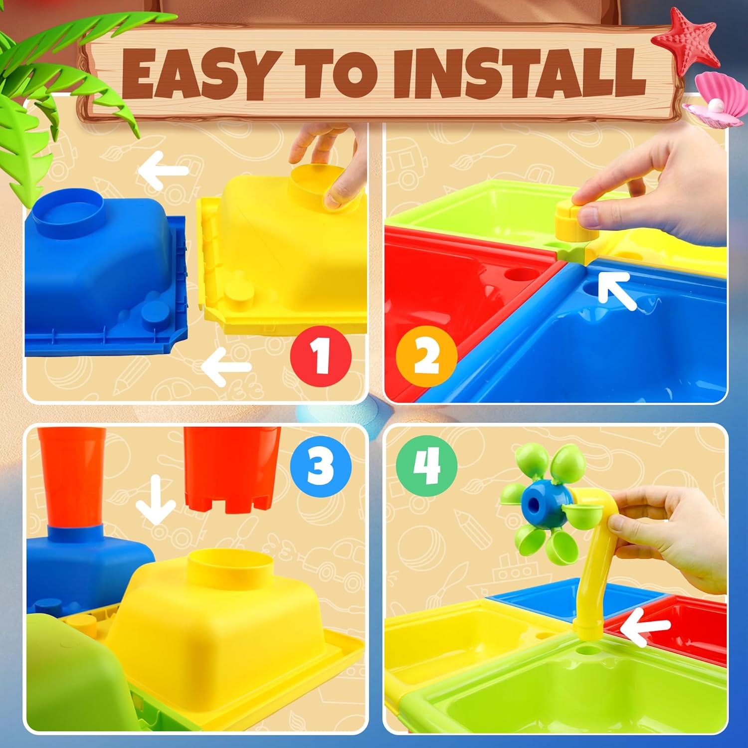 幼児用夏のウォーターテーブル 25 個 4 in 1 子供用 - Kids Outdoor Water Toys のレビューと価格