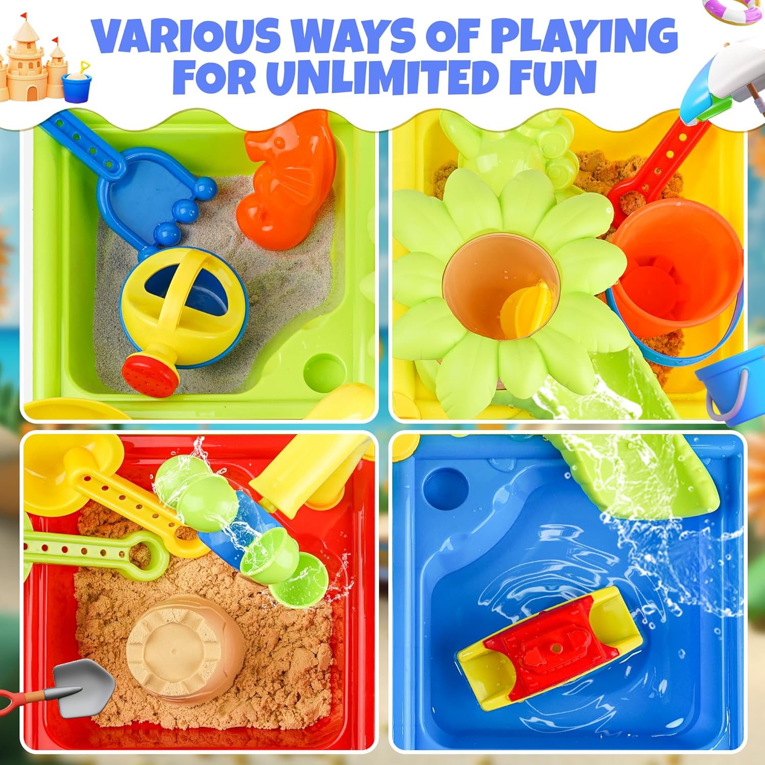 幼児用夏のウォーターテーブル 25 個 4 in 1 子供用 - Kids Outdoor Water Toys のレビューと価格