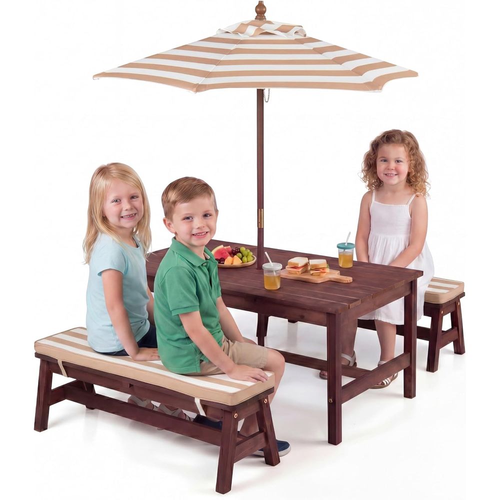 キッズピクニックテーブル、大型42インチx23インチテーブル - Kids Outdoor Bench のレビューと価格