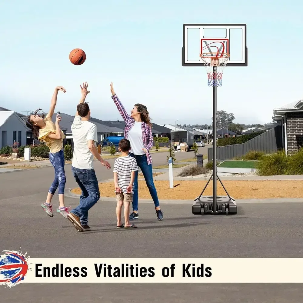 ポータブル屋外バスケットボールフープ、44インチバックボード - Kids Outdoor Basketball のレビューと価格