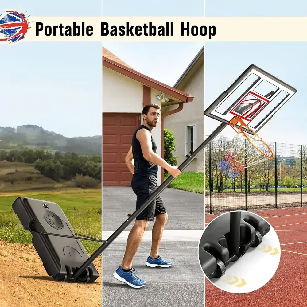 ポータブル屋外バスケットボールフープ、44インチバックボード - Kids Outdoor Basketball のレビューと価格