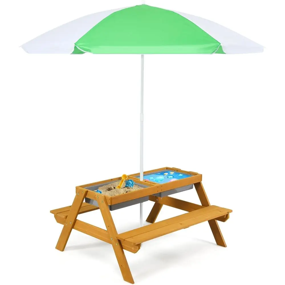 3in1高さ調節可能傘付きキッズピクニックテーブル、水遊び＆ - Kids Outdoor Umbrella For Table のレビューと価格