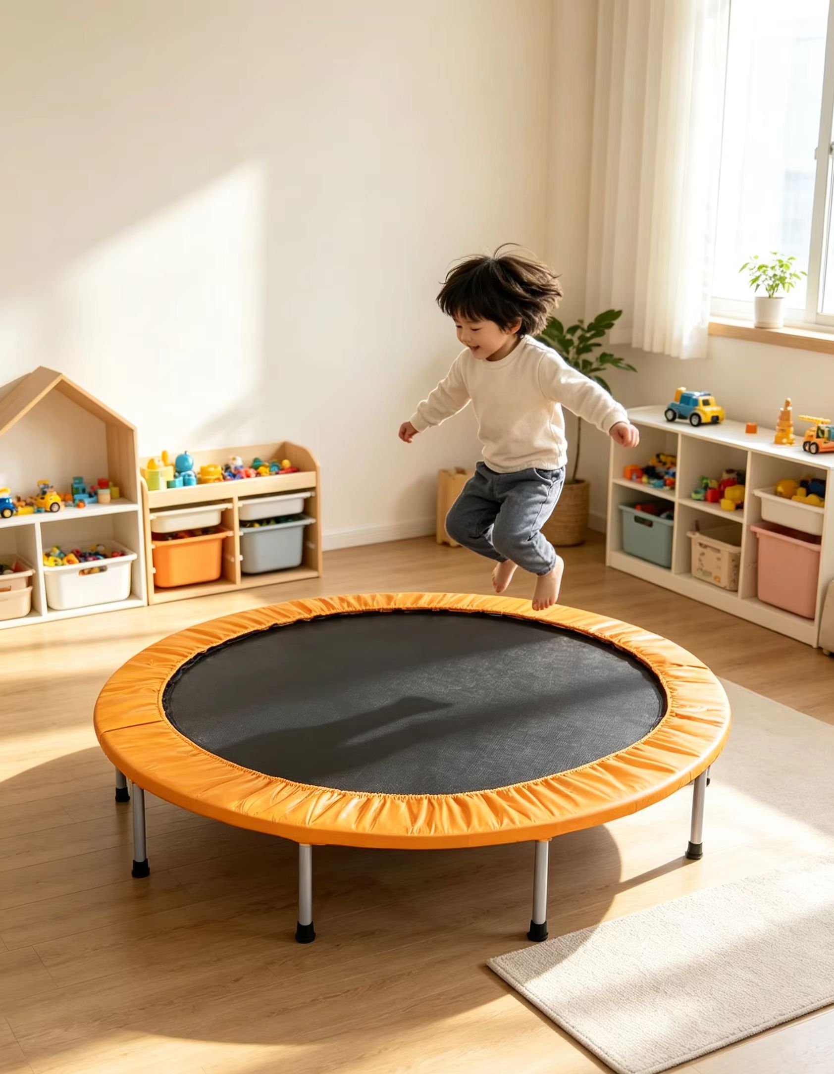丸型ミニトランポリン、オレンジ色の安全パッド付き、金属製サポ - Kids Outdoor Trampoline のレビューと価格