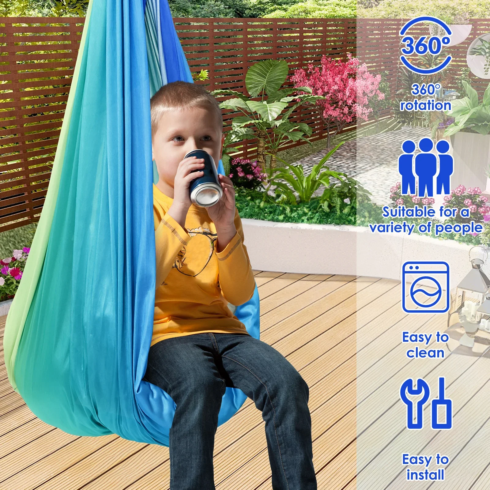 感覚スイング 快適な子供用感覚ハンモック 耐荷重200ポンド - Kids Outdoor Trampoline のレビューと価格