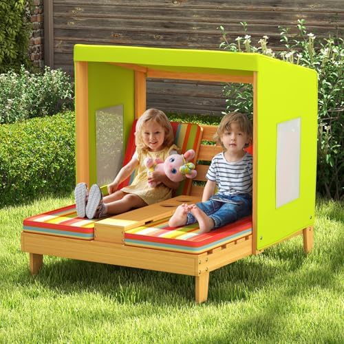 子供用屋外用長椅子、幼児用木製ダブルプールラウンジャーチェア - Kids Outdoor Lounger Chair のレビューと価格