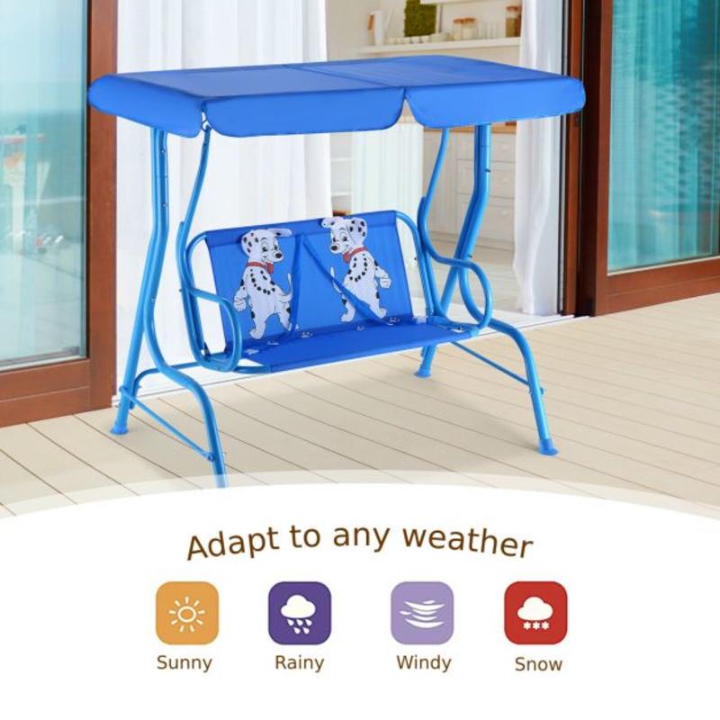屋外用子供用パティオスイングベンチ（キャノピー付き、2人乗り - Kids Outdoor Bench のレビューと価格