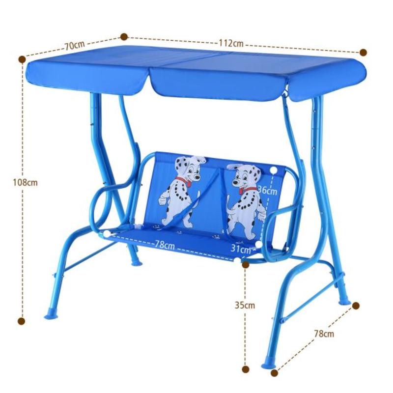 屋外用子供用パティオスイングベンチ（キャノピー付き、2人乗り - Kids Outdoor Bench のレビューと価格