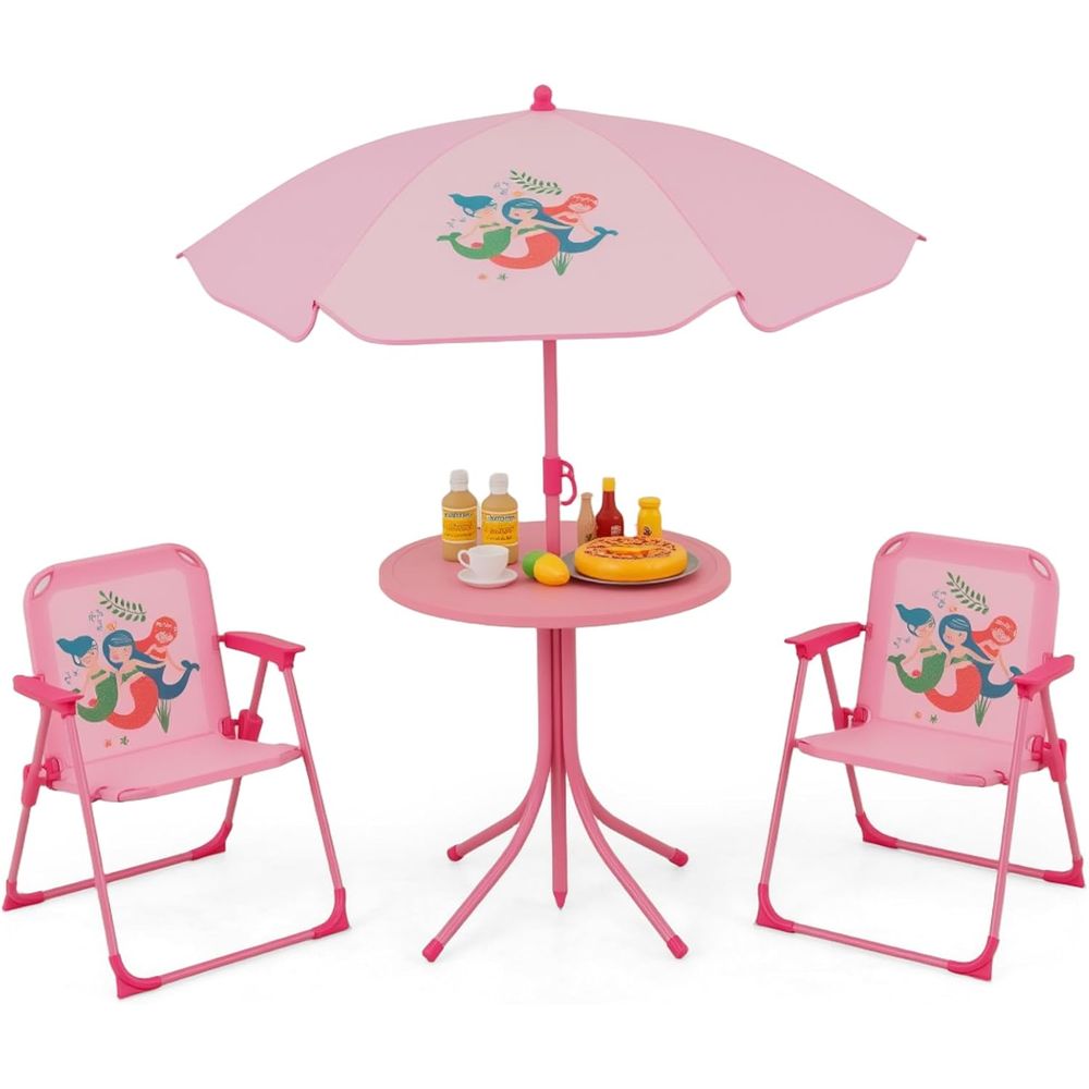 子供用ピクニックテーブル、子供用屋外テーブル（折りたたみ椅子 - Kids Outdoor Table And Chairs With Umbrella のレビューと価格