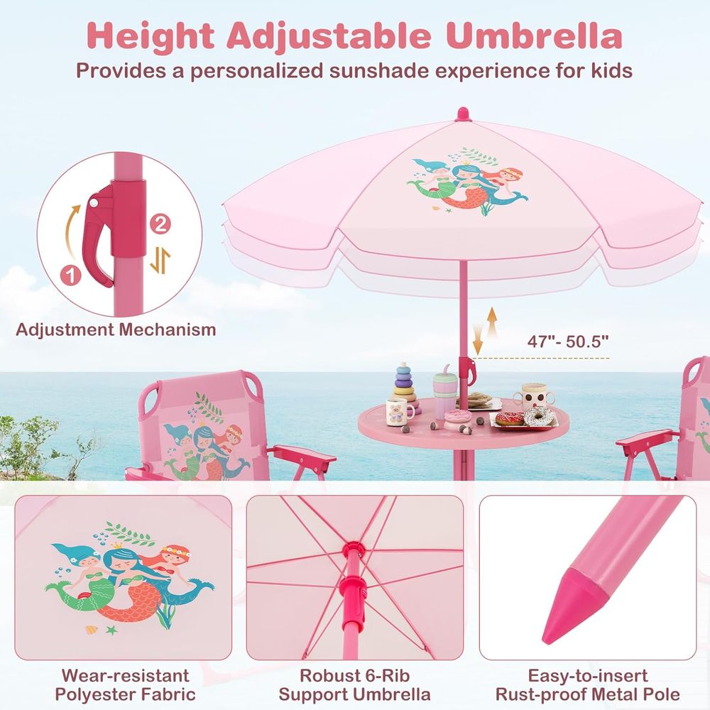 子供用ピクニックテーブル、子供用屋外テーブル（折りたたみ椅子 - Kids Outdoor Table And Chairs With Umbrella のレビューと価格