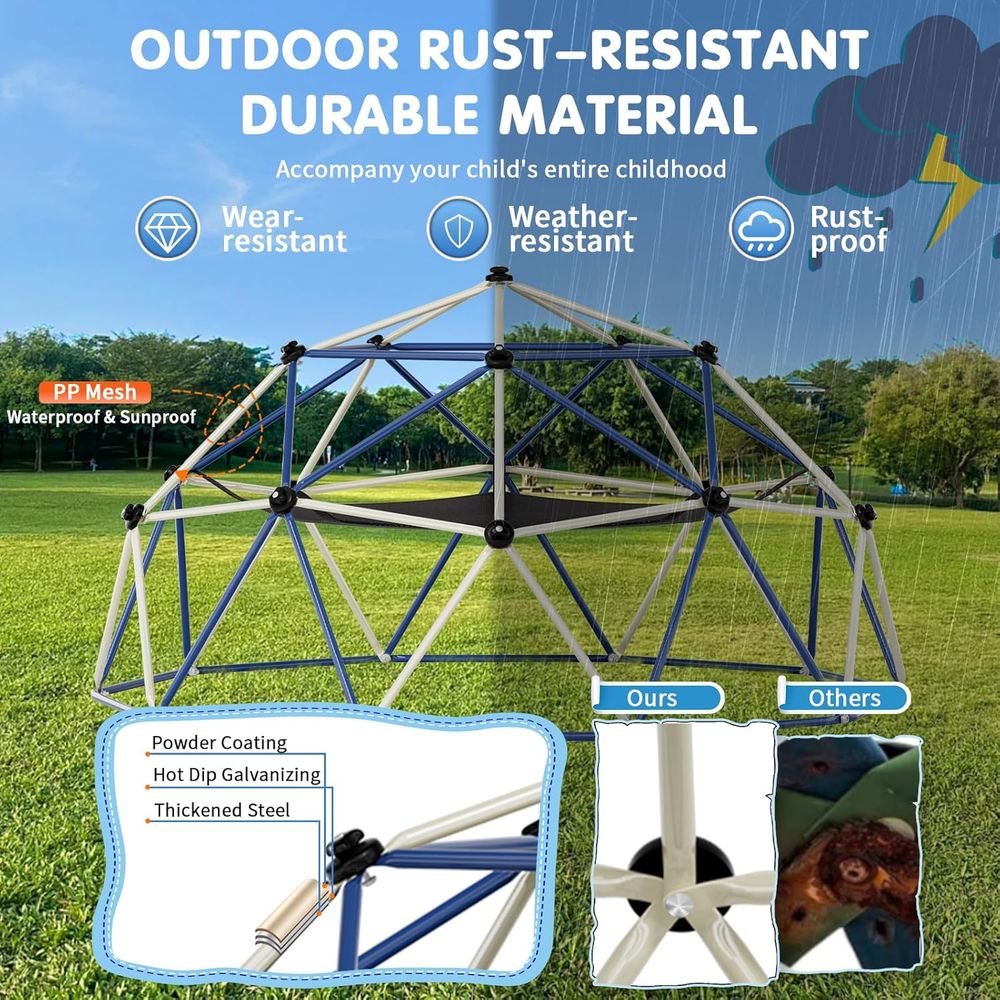 ClimDome、10Tドームクライマー（ハンモック付き）、 - Kids Outdoor Jungle Gym Dome のレビューと価格