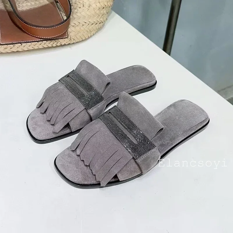 メタルストリングビーズ装飾キッズスエードタッセルフラットボト - Outdoor Kid のレビューと価格