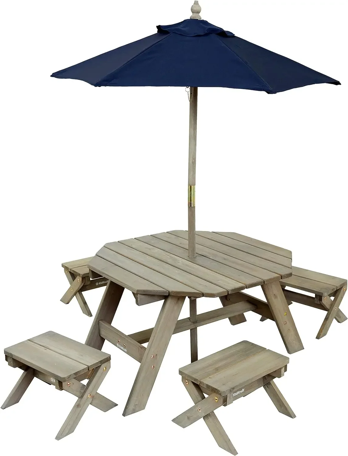 八角形テーブルスツール傘セット子供用屋外家具バーンウッドグレ - Kids Outdoor Umbrella For Table のレビューと価格