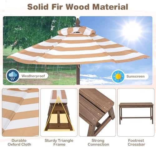 子供用ピクニックテーブル、屋外木製テーブル＆ベンチセット（取 - Kids Outdoor Umbrella For Table のレビューと価格
