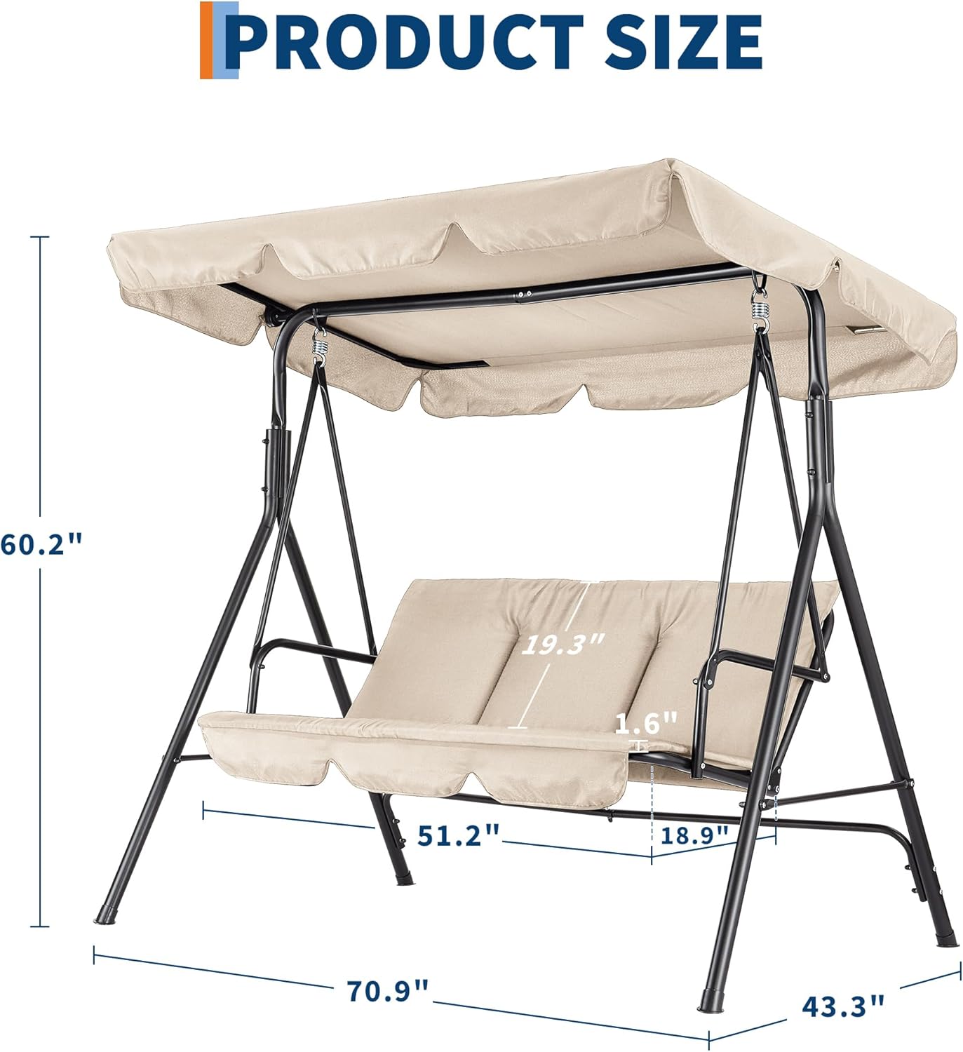 調節可能なキャノピー付き屋外スイングチェア、3人乗り子供用シ - Kids Outdoor Bench のレビューと価格