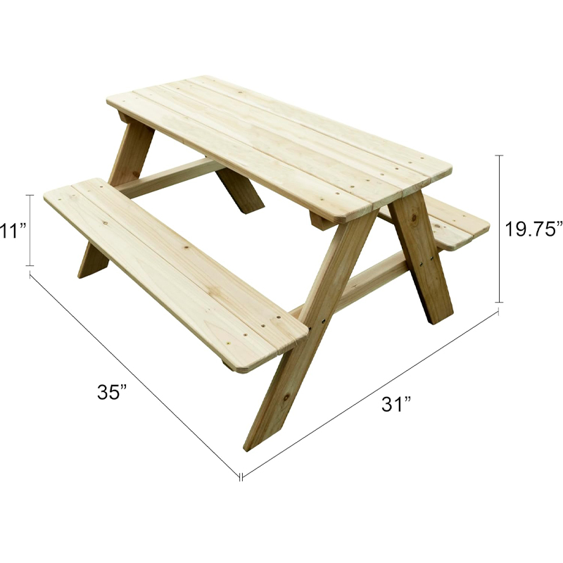 屋外木製子供用ピクニックテーブルベンチ - 素朴なスタイルの - Kids Outdoor Bench のレビューと価格