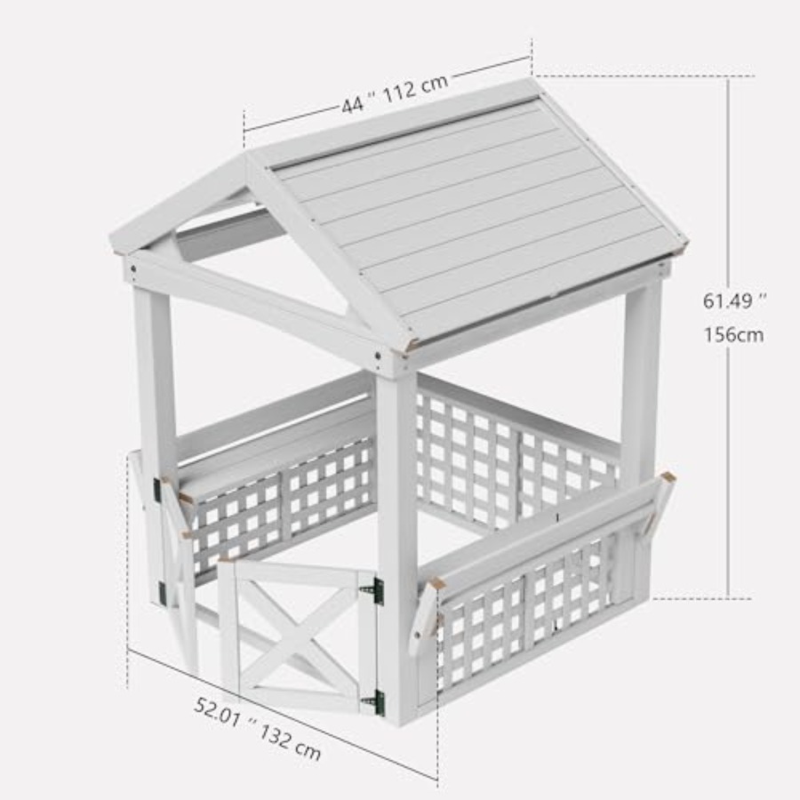 屋外木製プレイハウス（2～8歳のお子様向け）、防水加工の白い - Kids Outdoor Bench のレビューと価格