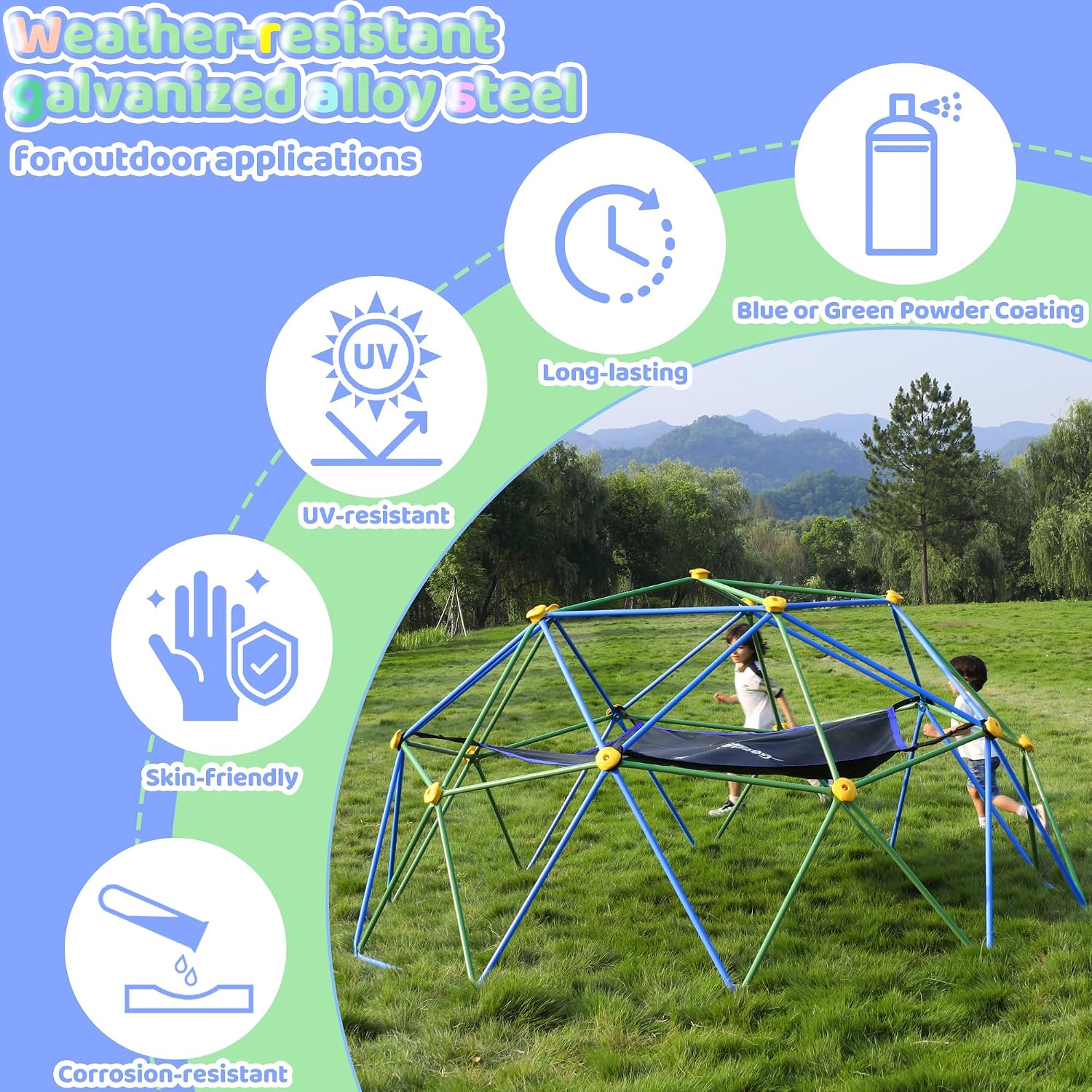 10フィートのクライミングドーム（ハンモック付き）、子供用屋 - Kids Outdoor Jungle Gym Dome のレビューと価格