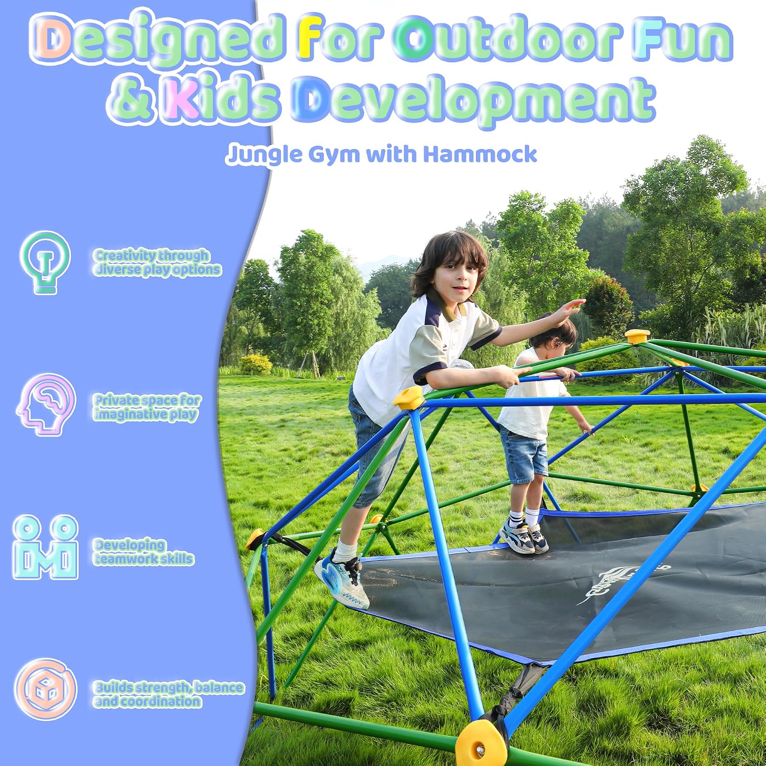 10フィートのクライミングドーム（ハンモック付き）、子供用屋 - Kids Outdoor Jungle Gym Dome のレビューと価格