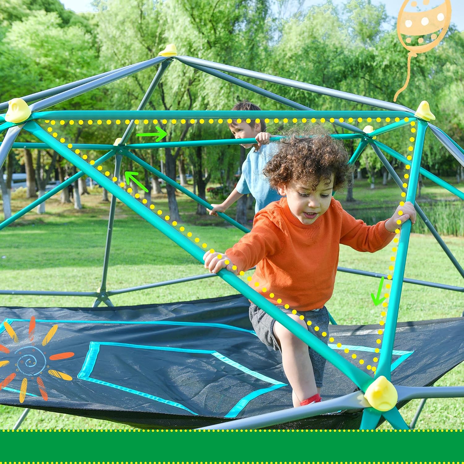 13フィートのクライミングドーム、3～10歳のお子様向けプレ - Kids Outdoor Jungle Gym Dome のレビューと価格