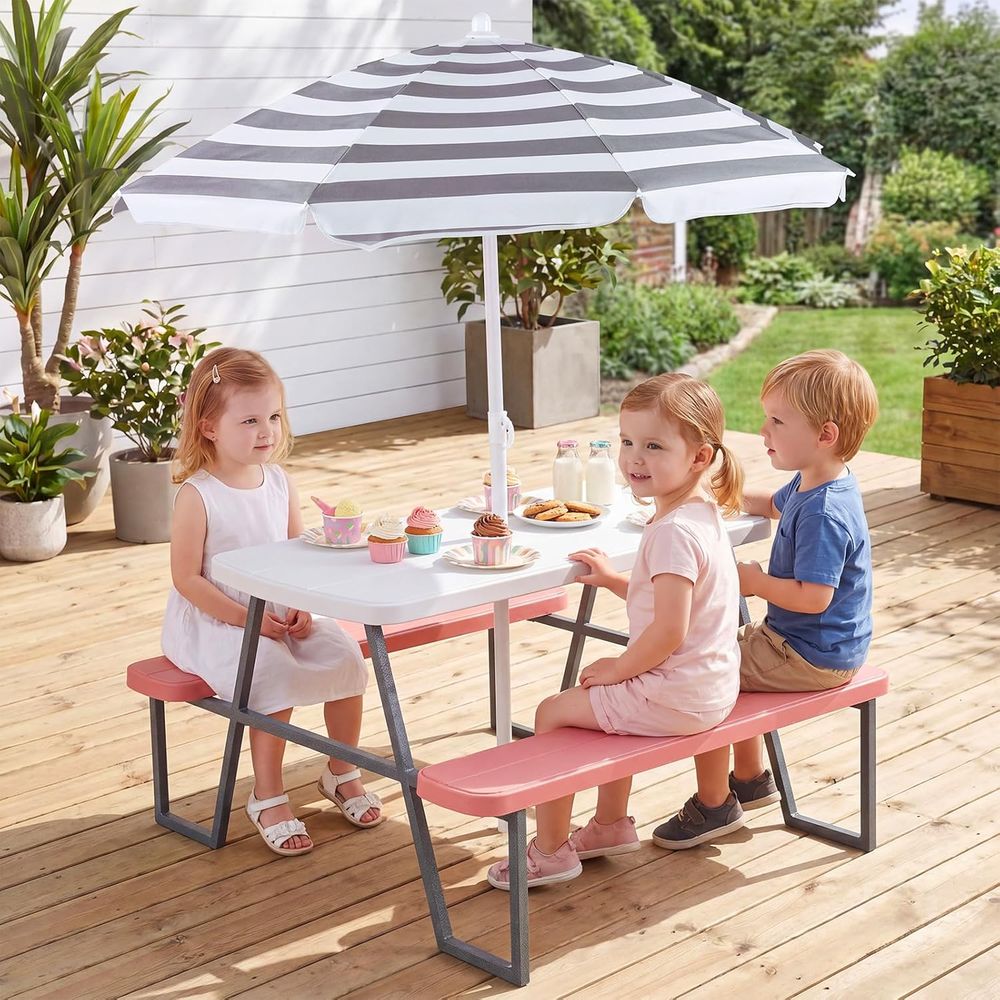 子供用ピクニックテーブル、幼児用屋外テーブル＆ベンチセット（ - Kids Outdoor Umbrella For Table のレビューと価格